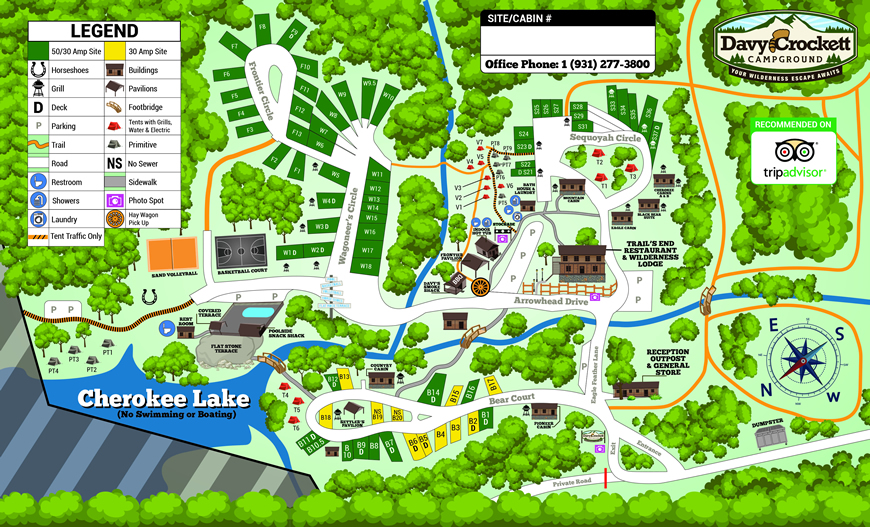 Davy Crockett Campground Crossville Tennessee site map
